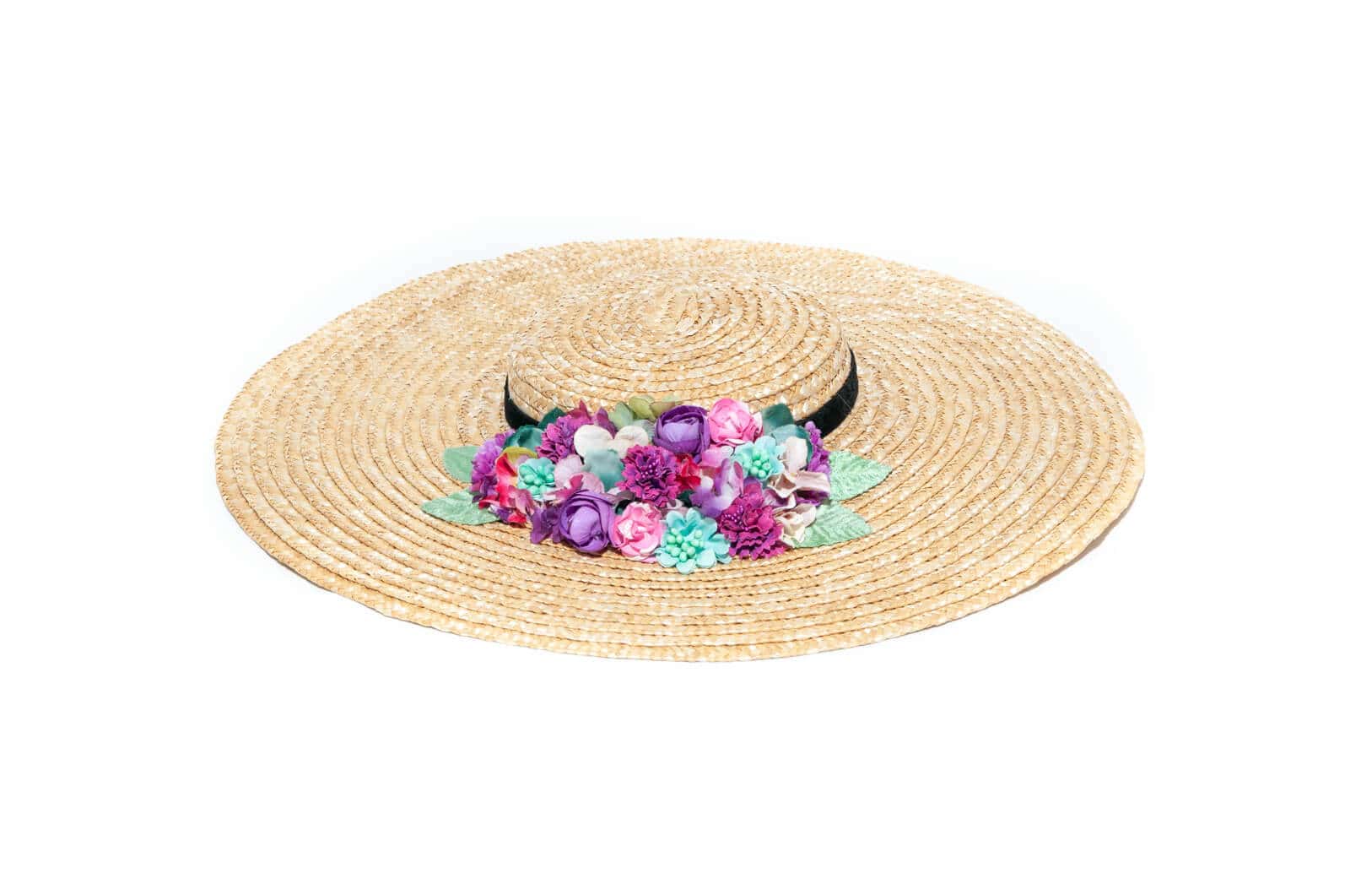 Cinturón elástico marrón con flores variadas